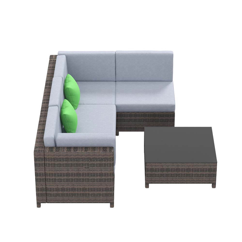 Milano Outdoor 5 Pc Rattan Sofa Set Colour Oatmeal Seat & Black Coating