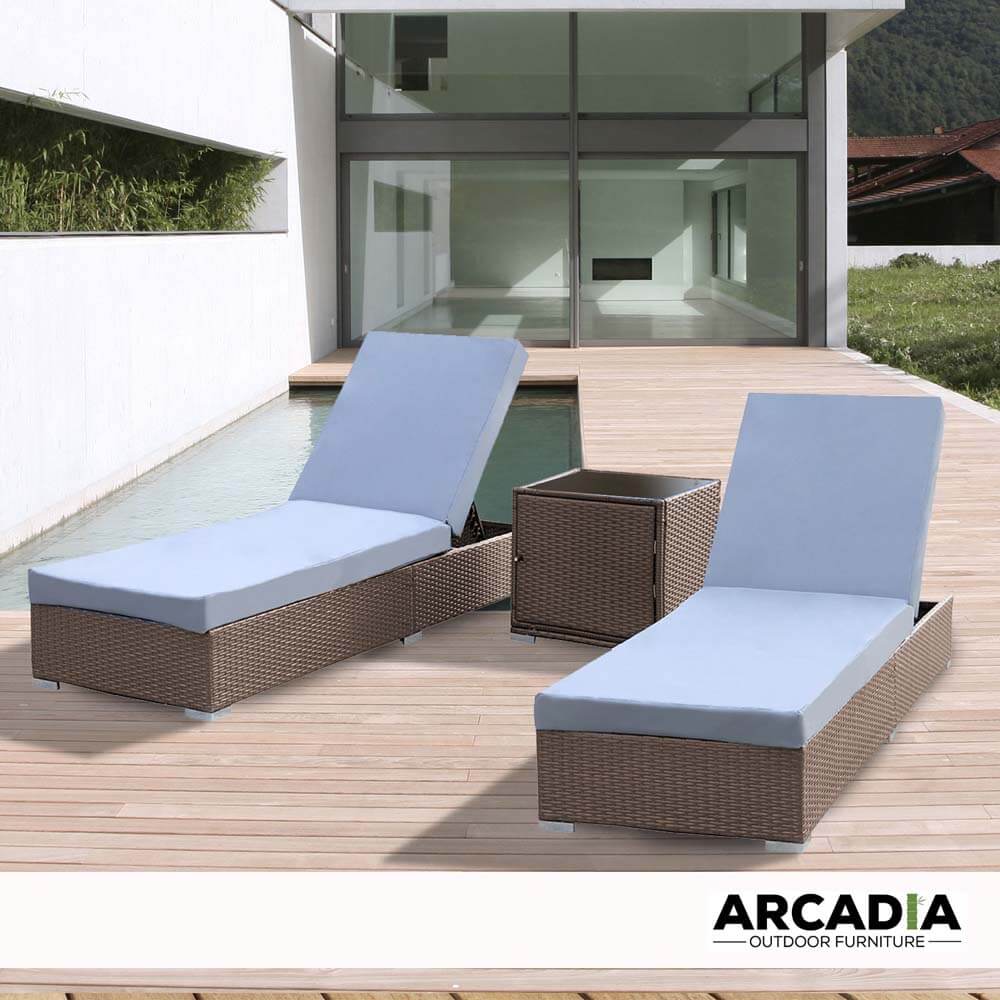 Arcadia Furniture 3 Piece Sunlounge Set - Grey And Oatmeal