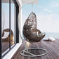 Arcadia Furniture Outdoor Hanging Egg Chair Premium Curved Style - Oatmeal And Grey