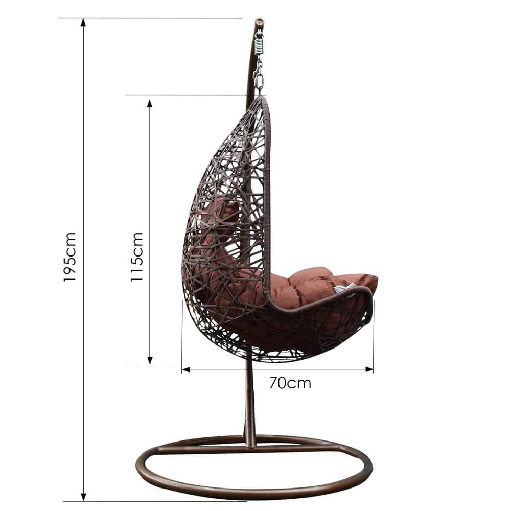 Arcadia Furniture Outdoor Hanging Egg Chair Premium Curved Style - Brown And Coffee