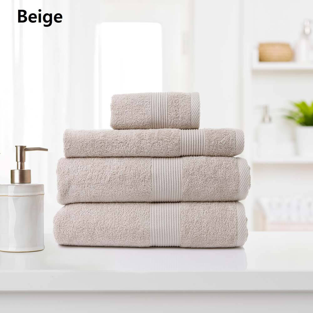 Royal Comfort Cotton Bamboo Towel Set 4 Piece Beige