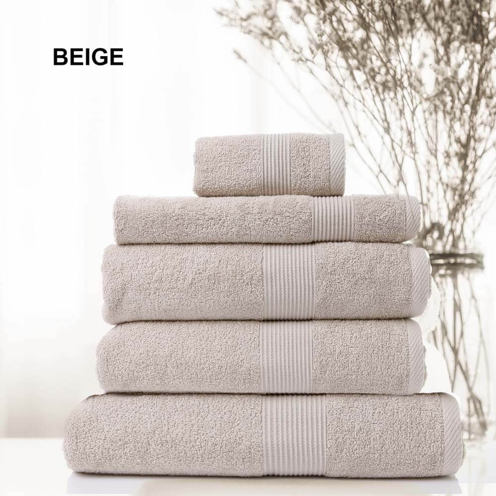 Royal Comfort Cotton Bamboo Towel Set 5 Piece Beige