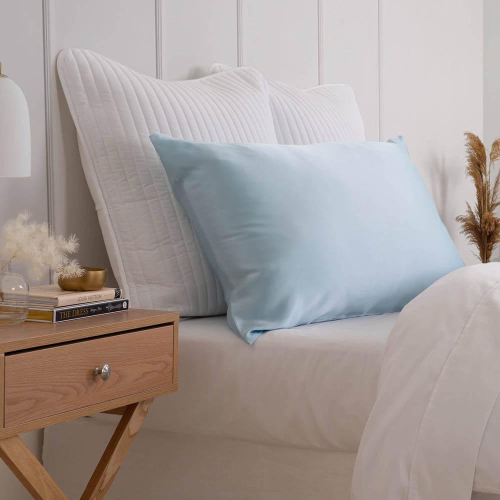 Pure Silk Pillow Case By Royal Comfort (Single Pack) - Soft Blue