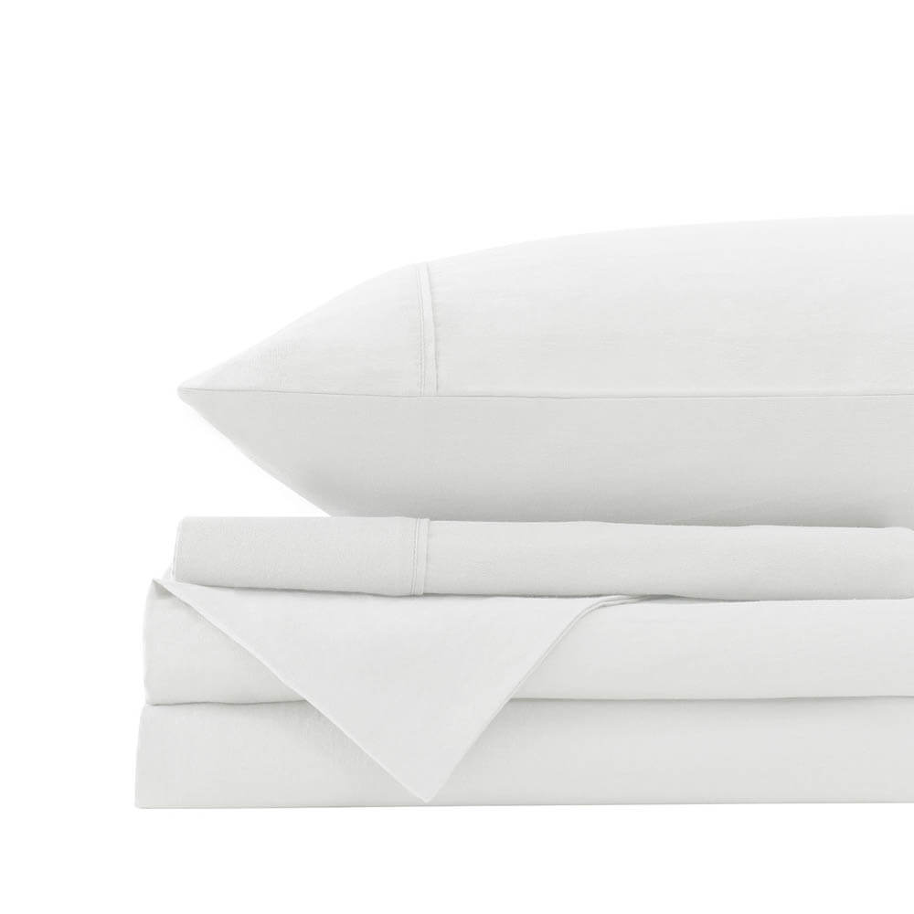 Royal Comfort Washed 100 % Cotton Sheet Set Single White