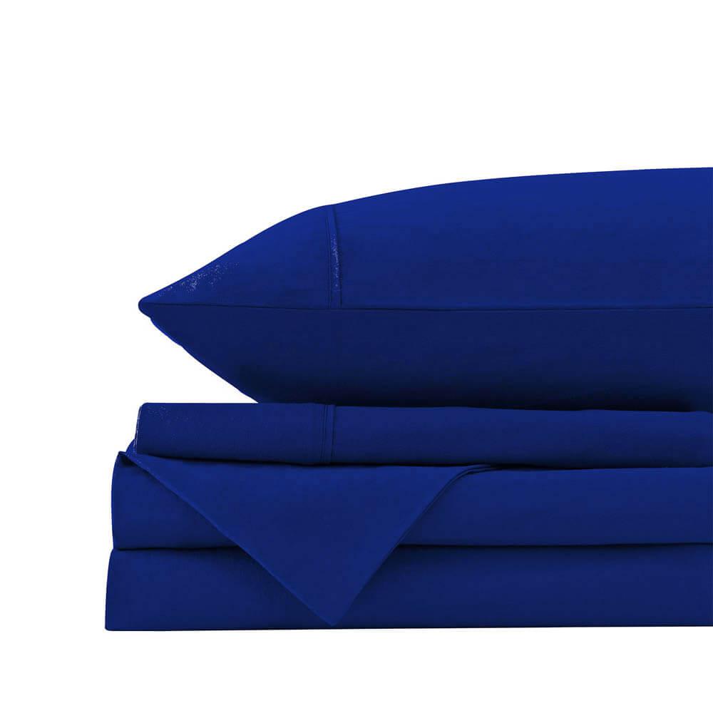 Royal Comfort Washed 100 % Cotton Sheet Set Single Royal Blue
