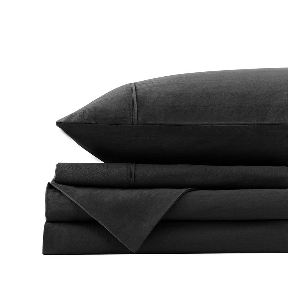 Royal Comfort Washed 100 % Cotton Sheet Set Double Charcoal