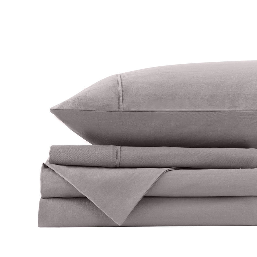 Royal Comfort Washed 100 % Cotton Sheet Set Double Grey