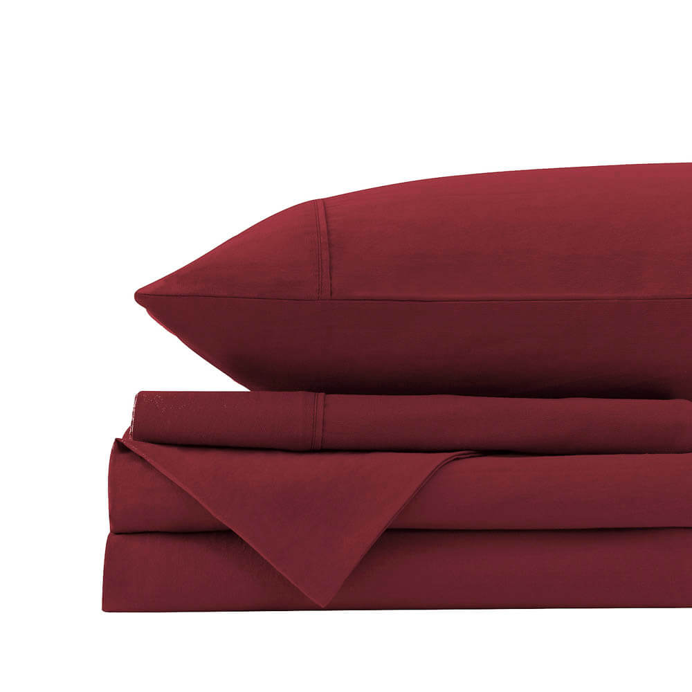 Royal Comfort Washed 100 % Cotton Sheet Set Double Mulled Wine