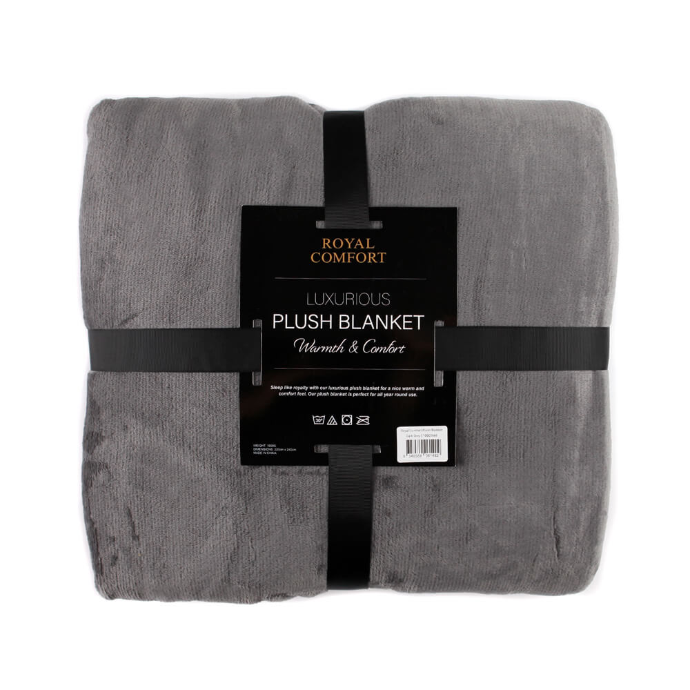 Royal Comfort Plush Dark Grey Blanket