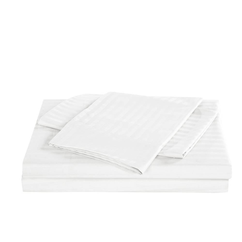 Royal Comfort Kensington 1200TC 100% Cotton Stripe Bed Sheet Set SuperKing White
