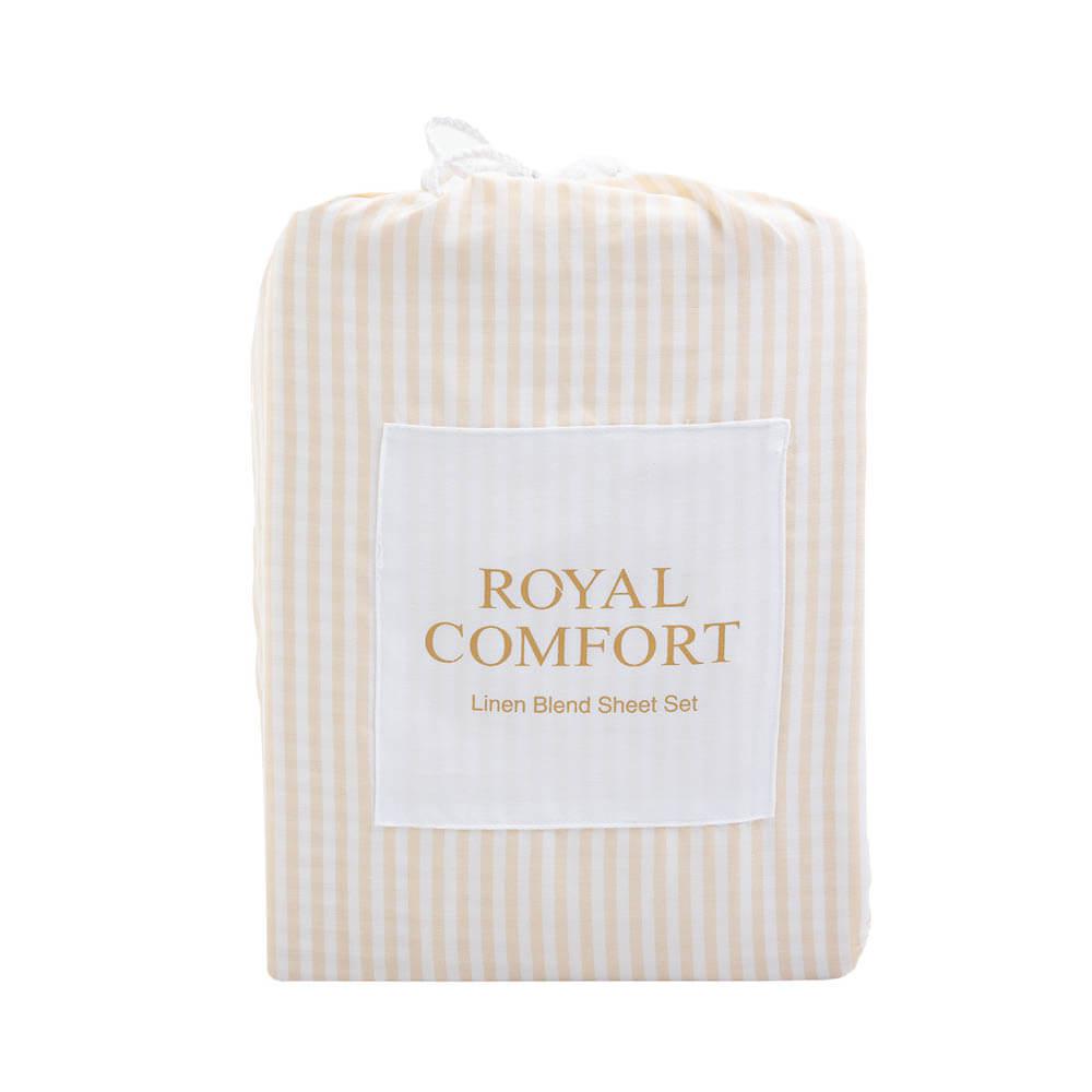 Royal Comfort  Blend Sheet Set with Stripe King Beige