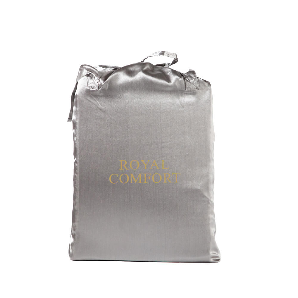 Royal Comfort 4 Piece Satin Sheet Set Queen Charcoal