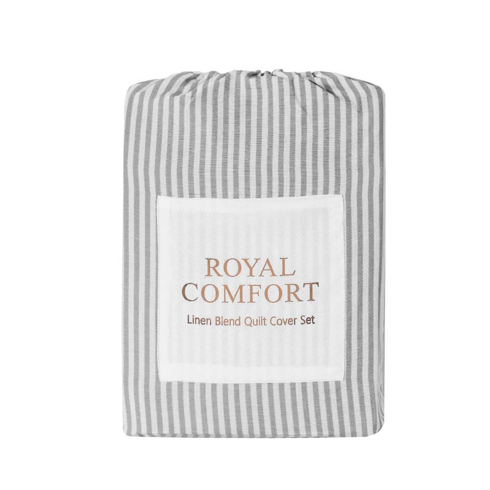 Royal Comfort Striped  Quilt Cover Set King Charcoal