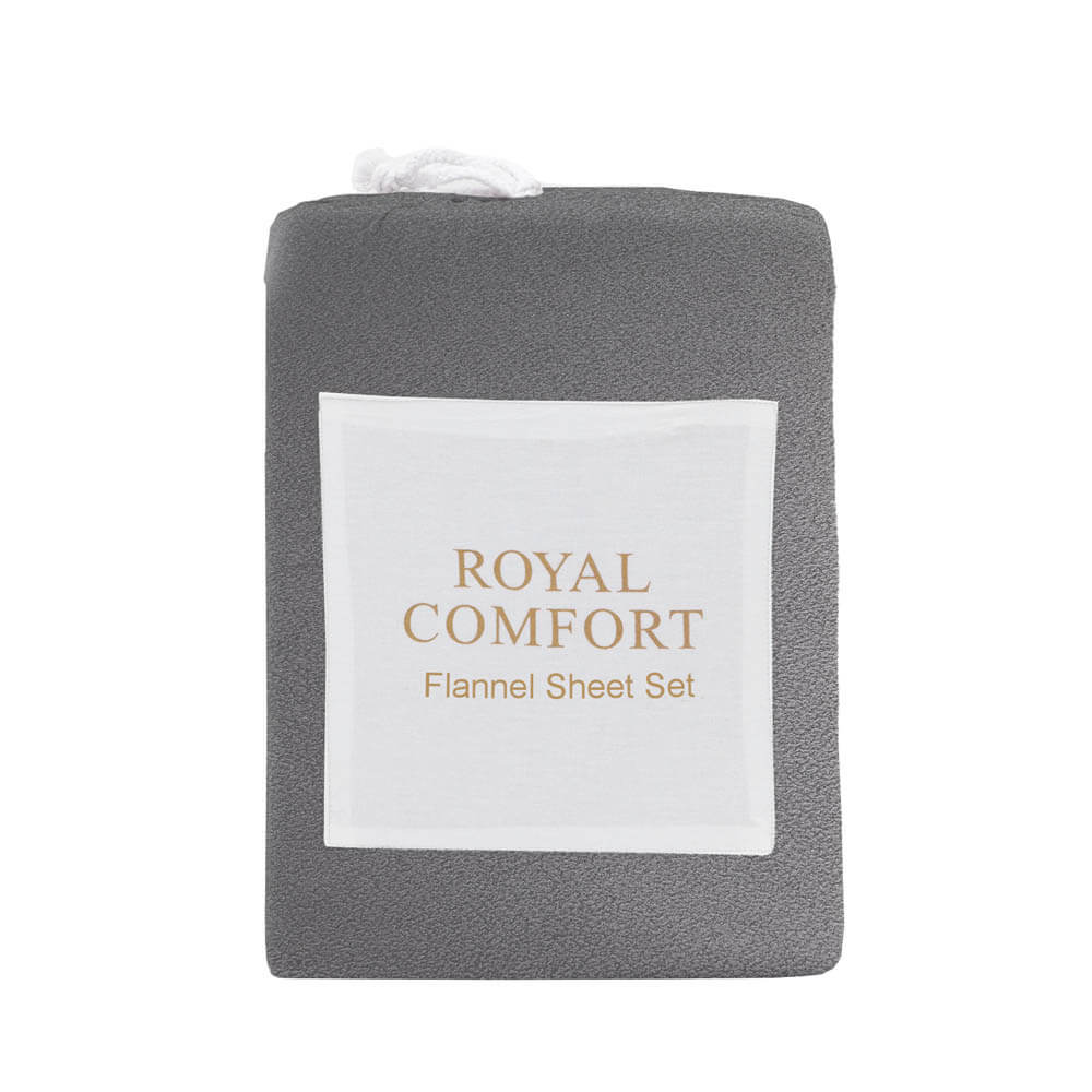Royal Comfort Polar Fleece Flannel Sheet Set Single Charcoal