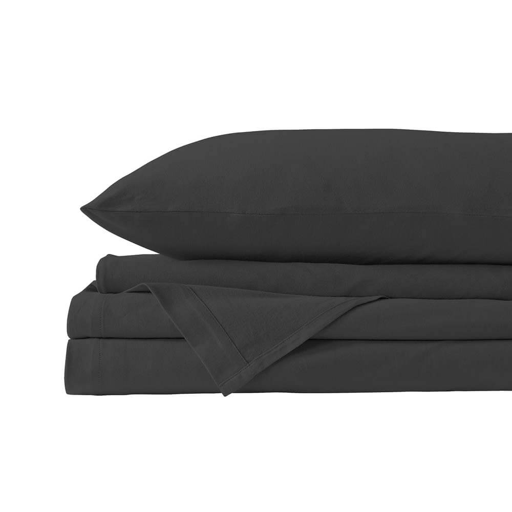 Royal Comfort Jersey Cotton Quilt Cover Set Queen Charcoal Marle