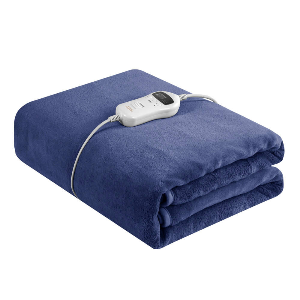 Royal Comfort Thermolux Heated Throw Blanket Navy
