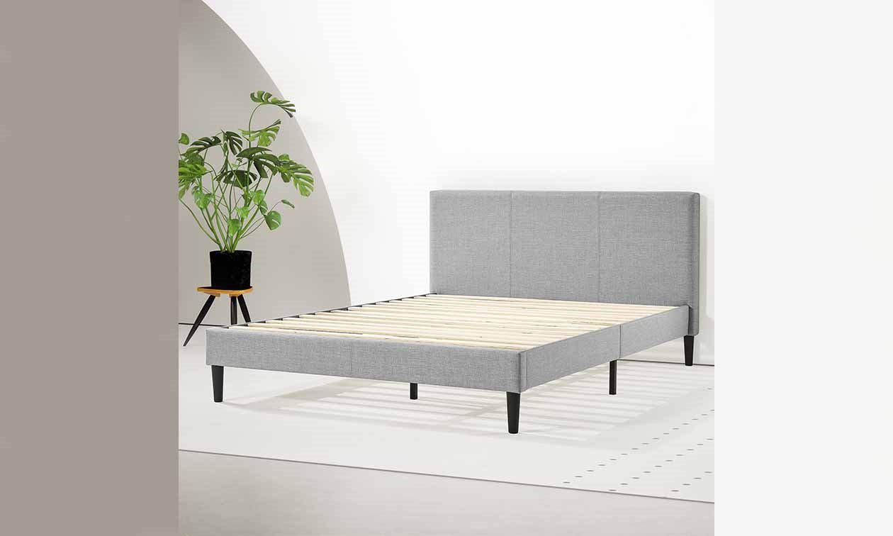 Olivia 30cm Upholstered King Bed Frame Light Grey
