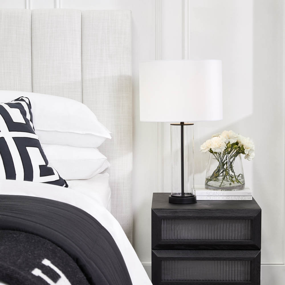 East Side Table Lamp Black with White Shade