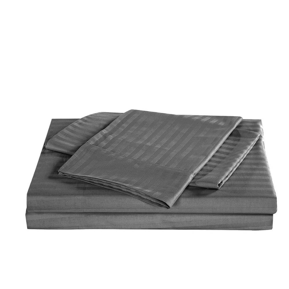 Kensington 1200TC Cotton Sheet Set In Stripe King Charcoal