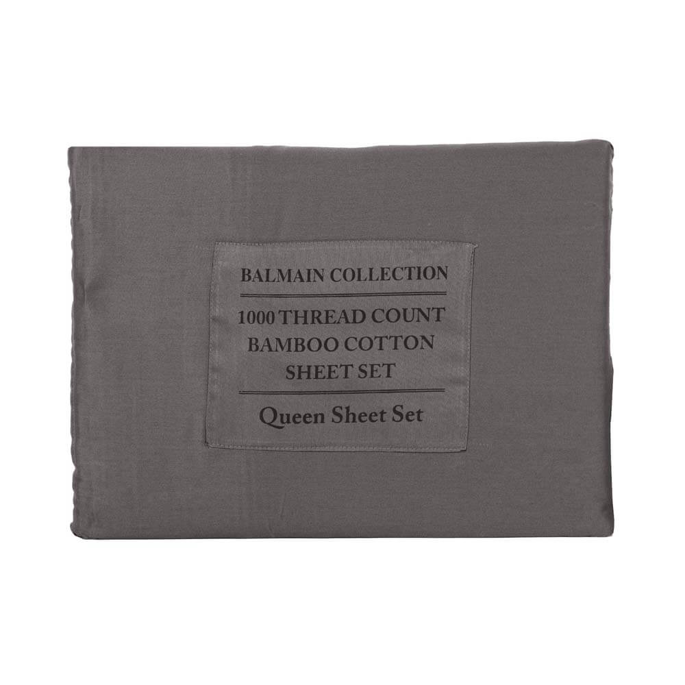 Royal Comfort Balmain 1000TC Bamboo Cotton Quilt Cover Set Queen Pewter
