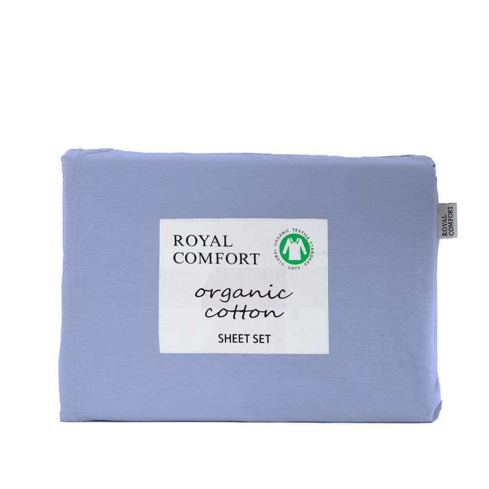 Royal Comfort 250TC 100% Organic Cotton 4 Piece Sheet Set King Indigo