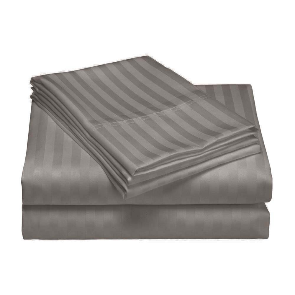 Royal Comfort 1200TC Damask Stripe Cotton Blend Quilt Cover Set Queen Charcoal Grey