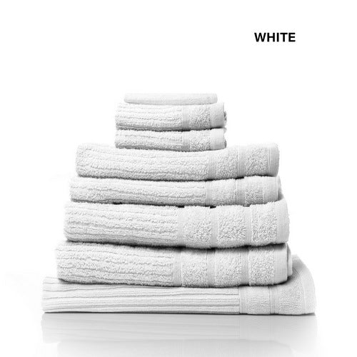 Royal Comfort Eden Egyptian Cotton 600 GSM 8 Piece Towel Pack White