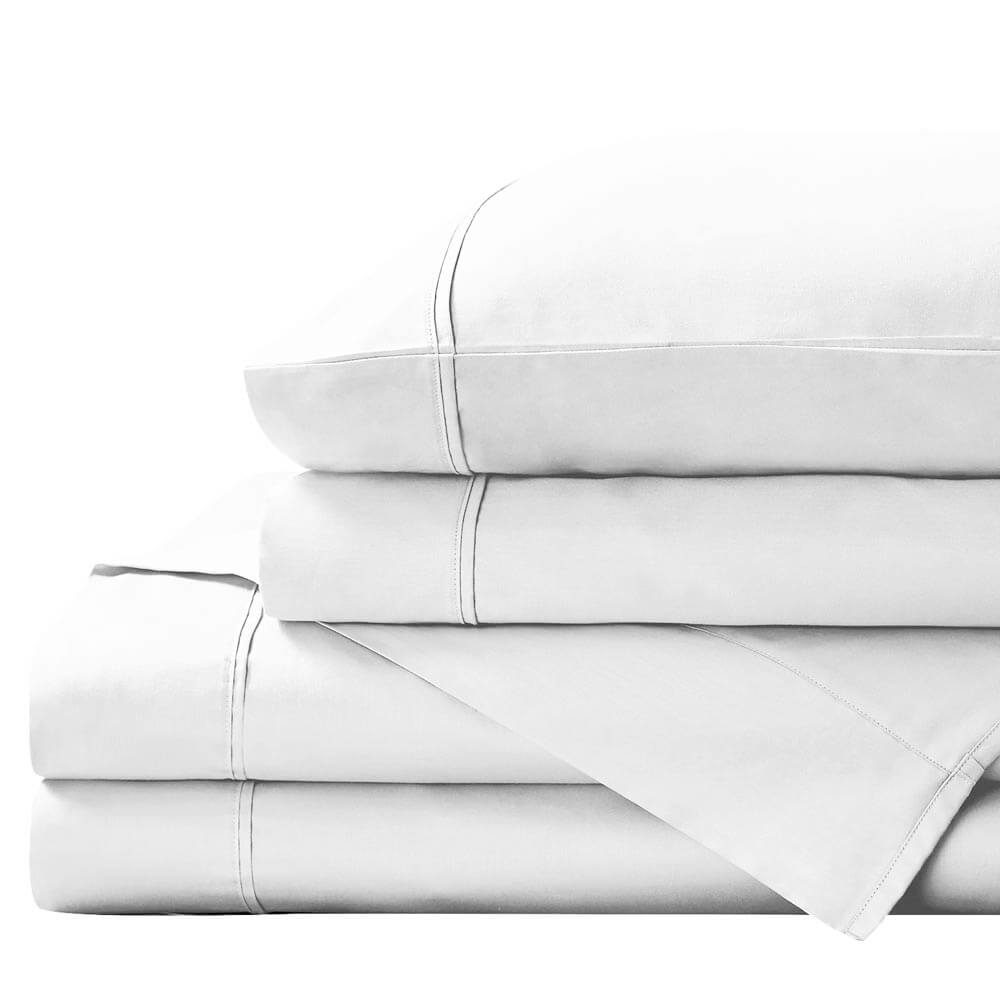 Royal Comfort 1500TC Cotton Rich Fitted 4 Piece Sheet Set Queen White
