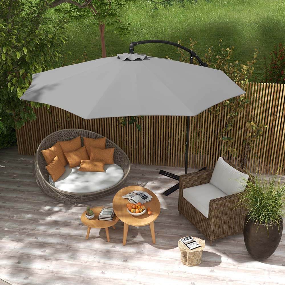 Milano Outdoor - Outdoor 3 Meter Hanging And Folding Umbrella Colour - Grey