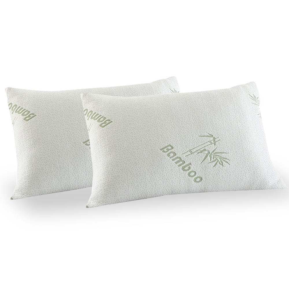 Royal Comfort Bamboo Covered Memory Foam Pillow 2 Pack White