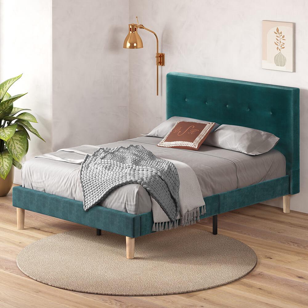 Coco Upholstered Bed Frame Dark Green