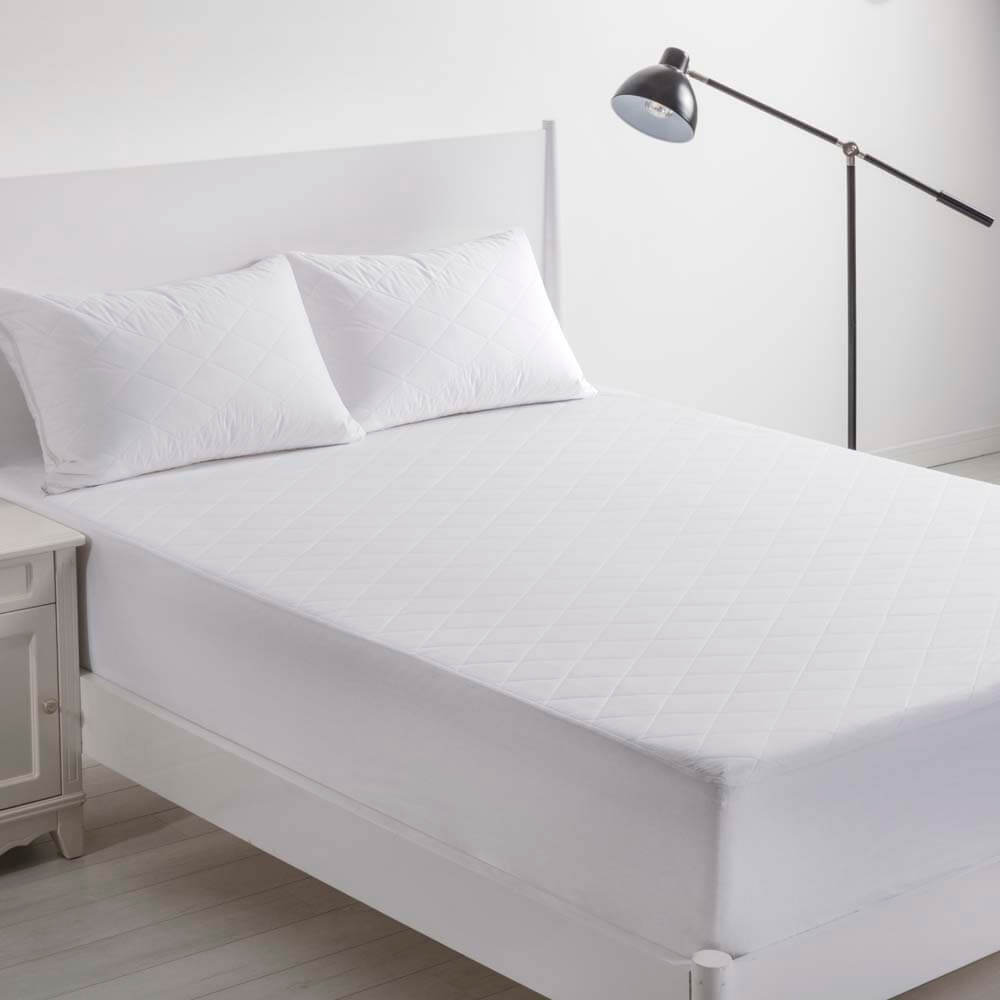 Comfort In Cotton Quilted Mattress Protector White Double