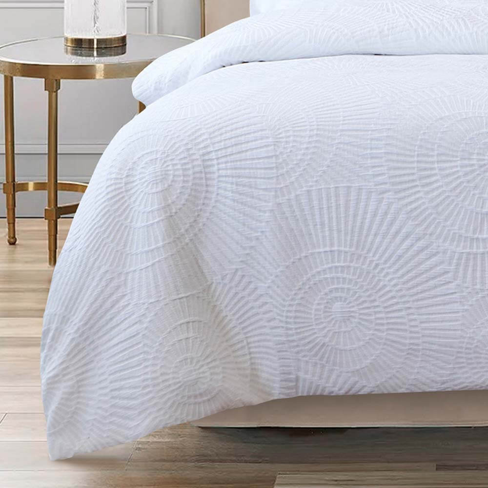 Byron Quilt Cover Set White Queen
