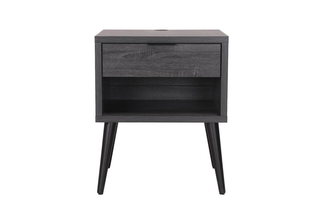 Rio 1 Drawer Bedside Table Charcoal