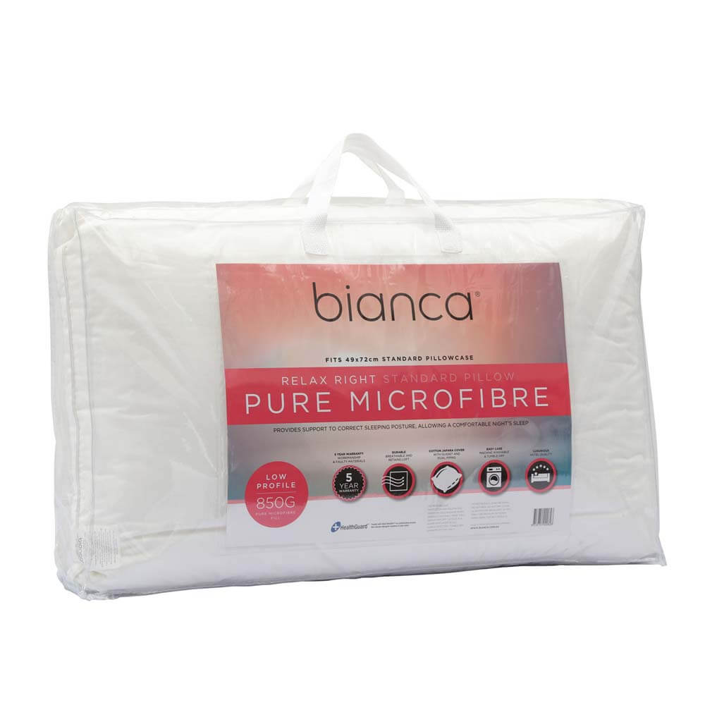 Relax Right Pure Microfibre Pillow Low Profile 850G