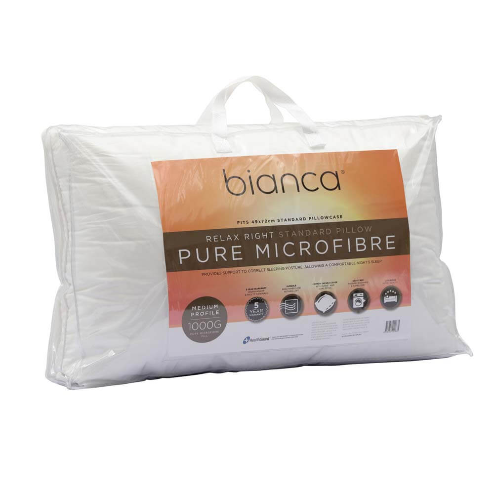 Relax Right Pure Microfibre Pillow Medium Profile 1000G