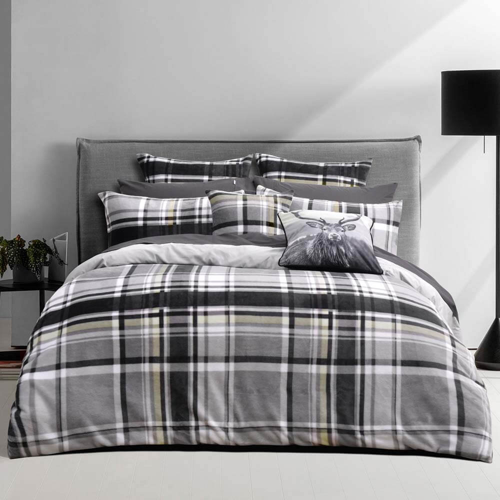 Acacia Quilt Cover Set Grey Double