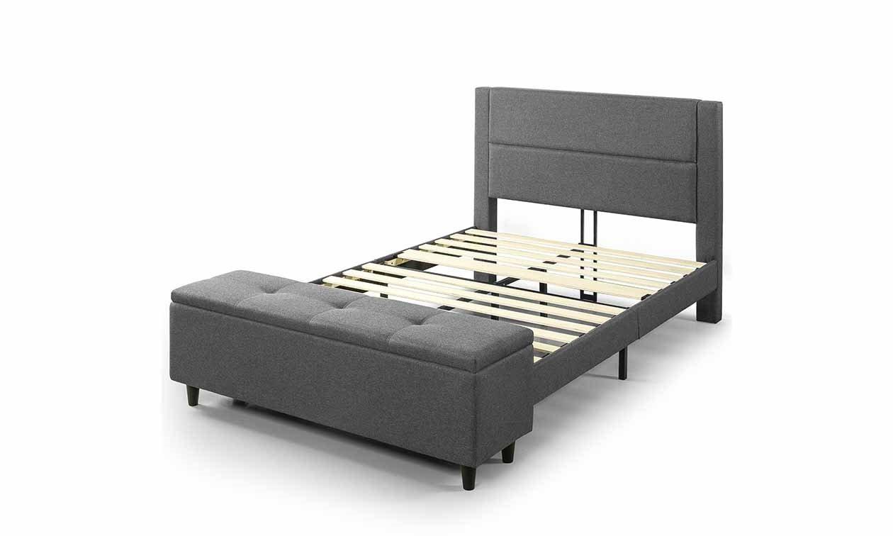 Wanda Upholstered Platform Double Bed with foot end storage