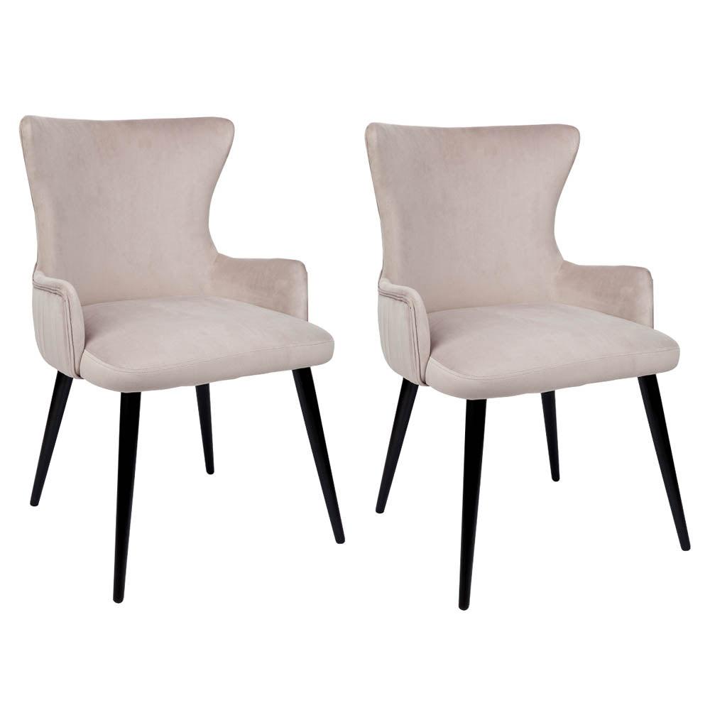 Dorsett Dining Chair Set of 2 Taupe Velvet