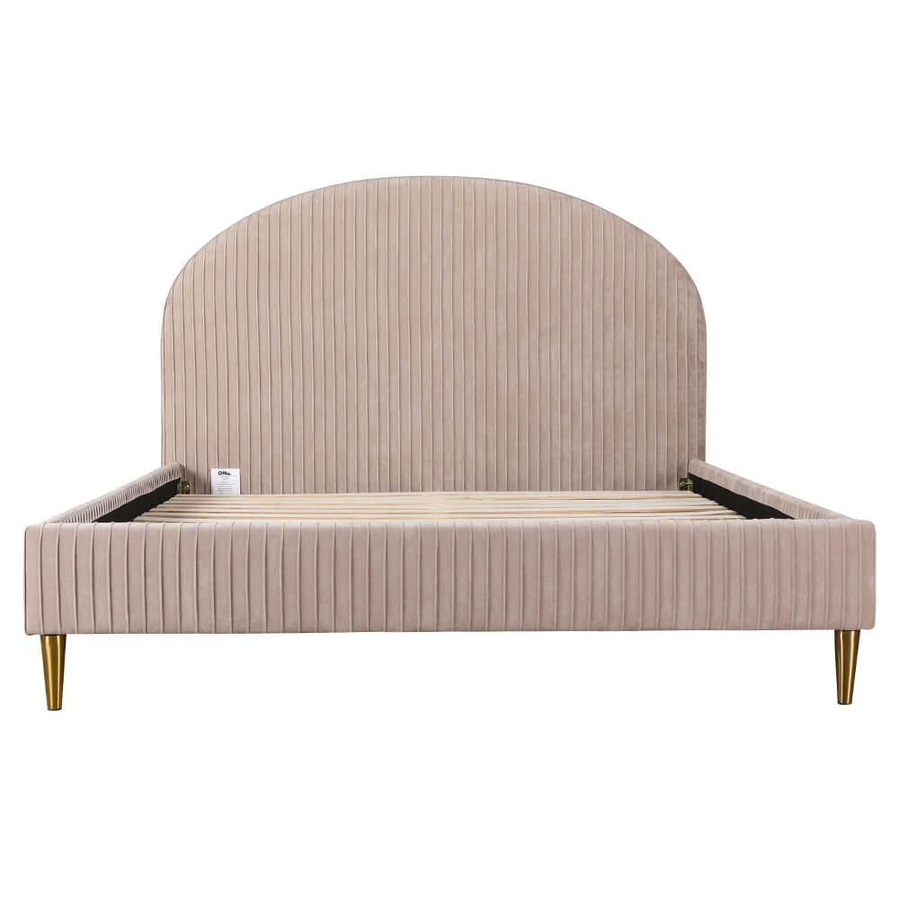 Pleated Upholstered Bed Frame Champagne Queen
