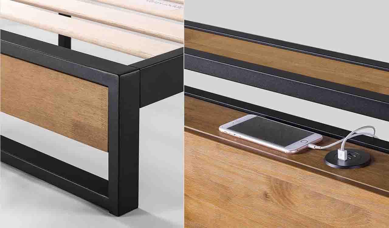 Lily Platform Bed with inbuilt USB Bedhead Shelf