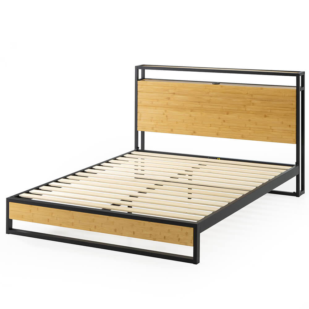 Ironline Bamboo Queen Bed Frame with USB