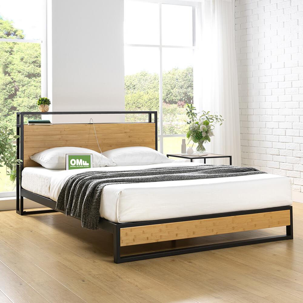 Ironline Bamboo Bed Frame with USB