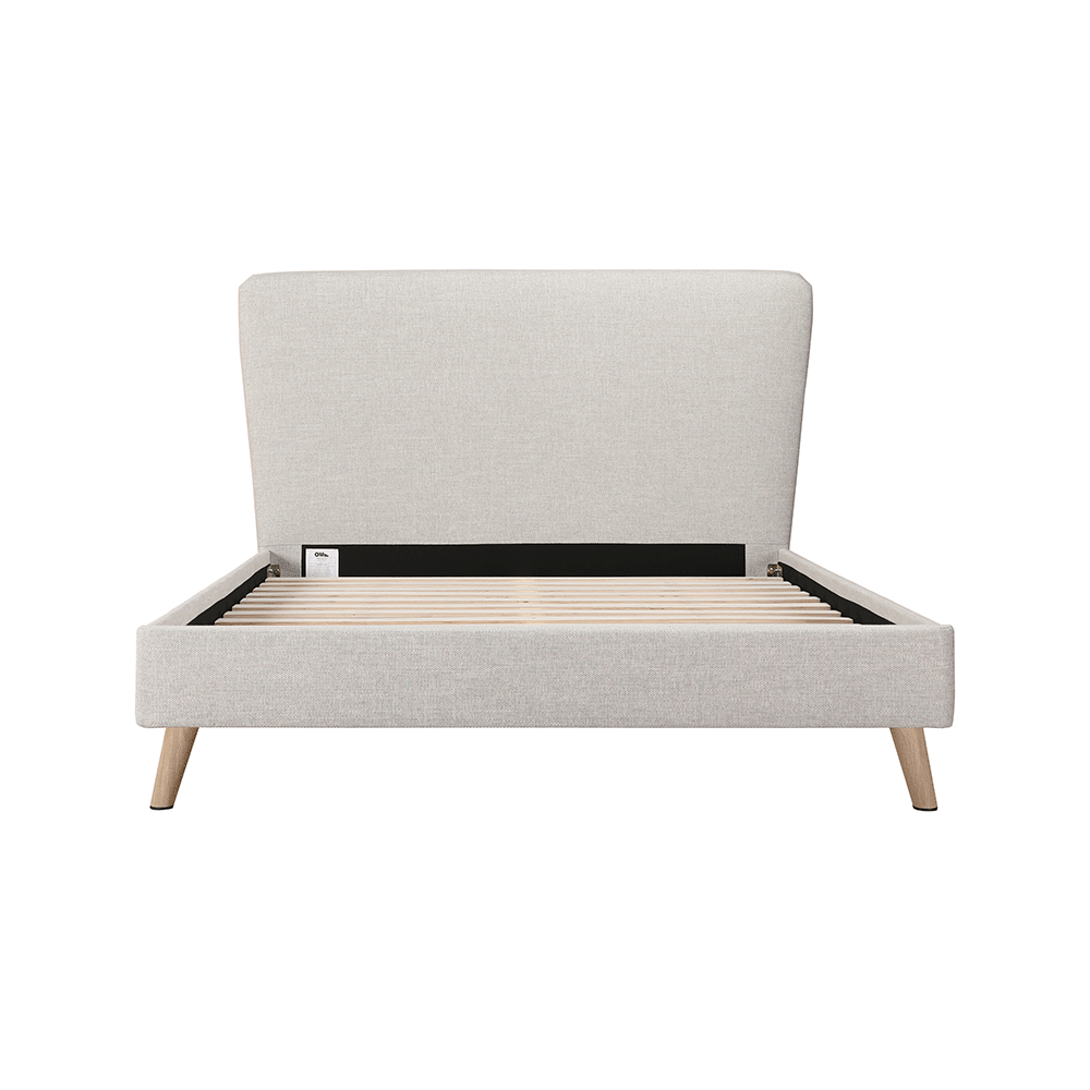 Taper Upholstered Grey Linen Bed Frame With USB