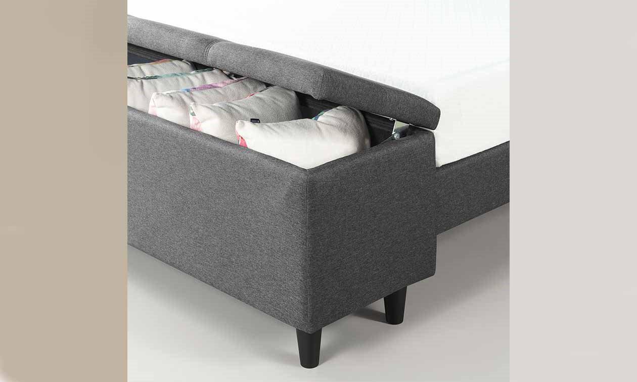 Wanda Upholstered Platform Queen Bed with foot end storage